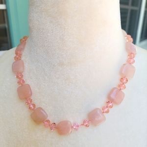 Pink Quartz Genuine Necklace